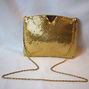 Vintage Y&S GoldTone Metal Mesh Evening Handbag With Metal Chain Strap